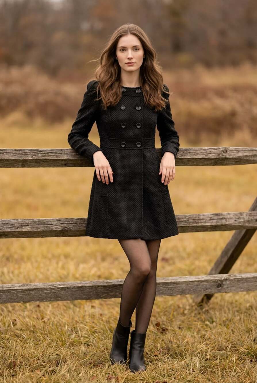 French Connection Women's Double-Breasted Textured Wool-Blend Coat Size 2